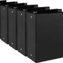 3" 3 Ring Binder, Standard 3-Inch Round Ring Binder Fit Letter Size Paper, Presentation View Binders, 6 Packs, Black