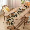 2 x Retro Crow Pumpkin Butterfly Halloween Table Runner Seasonal Kitchen Dinning Table Decoration for Home Holiday Party 13x72 Inch