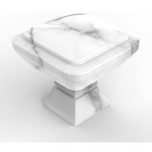 10 Pack 1 Inch White Marble Kitchen Knobs - Zinc Alloy Square Knobs for Cabinets and Furniture (Type-2)