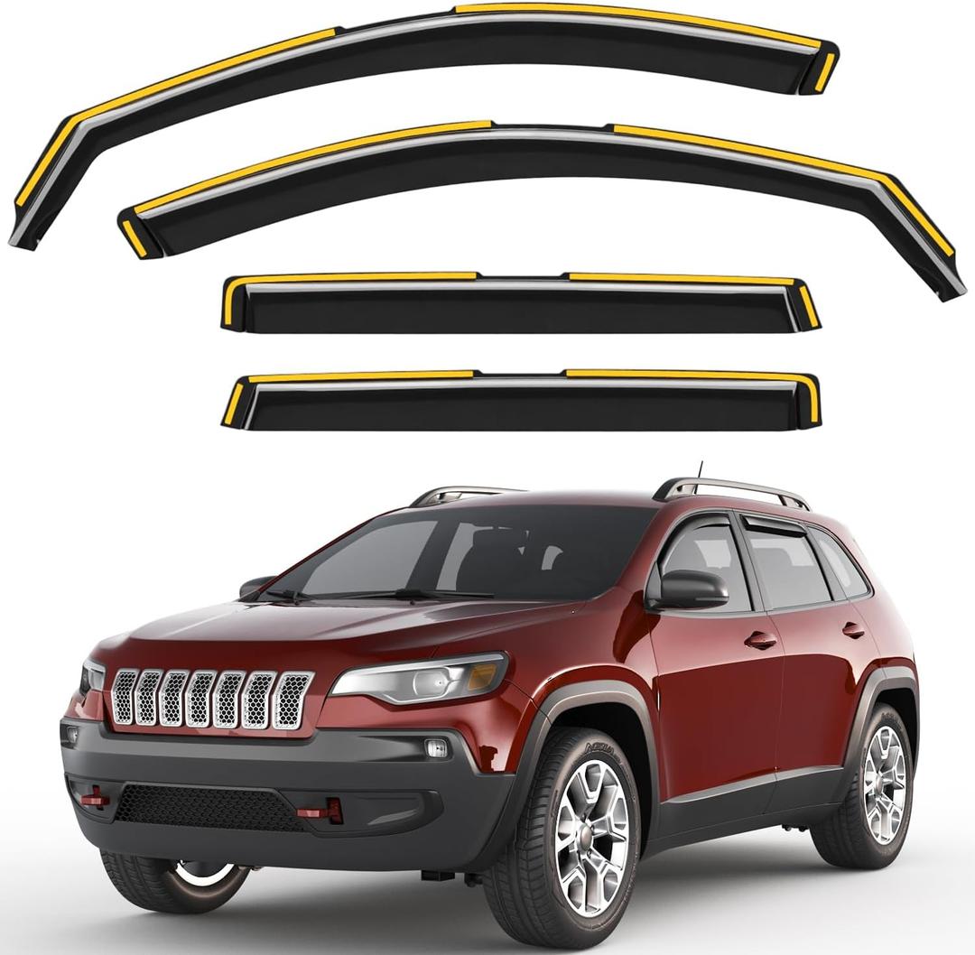 in-Channel Window Rain Guards Fit for Jeep Cherokee 2014-2023, Extra Durable Window Visors Window Deflectors Vent Visors Vent Shades Car Accessories-4 pcs