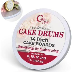 Cakebon Round Cake Boards - Sturdy 1/2 Thick Cake Drums - 14 Inch Professional Base para Pastel Smooth Straight Edges White 3-Pack