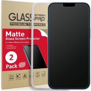 [2 Pack] Ambison Matte Glass Screen Protector Designed for iPhone 16e/iPhone 14/iPhone 13/13 Pro, Install Frame/Bubble Free/Anti-Glare&Fingerprint, 9H Tempered Glass Clear for iPhone 16e/14/13 Pro 6.1inch