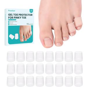 Promifun 24 Pack Pinky Toe Protector  Silicone Toe Sleeves for Corns, Blisters, Nail Loss, and Hammer Toes  Soft Gel Toe Covers for Pain Relief and Friction Protection