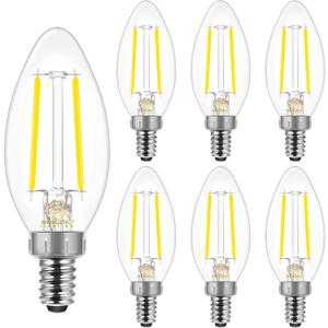 Energetic E12 B10 LED Classic Candelabra Clear Light Bulb, 40 Watt Equivalent, Daylight 5000K, Filament Clear Glass, Non-Dimmable, UL Listed Pack of 6