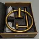 Brushed Gold Toilet Paper Holder Set, Stainless Steel Towel Ring, Double Post Pivoting Toilet Paper Holder and Hand Towel Holder Set for Bathroom