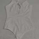 Deep V Bodysuit for Women Thong Shapewear Tummy Control Low Back Shapewear for Women (Small, White)