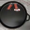 16 Inch Cast Iron Pizza Pan Round Griddle Pre-Seasoned Comal with Free Silicone Handles, Kitchen Essentials for Pizza Lovers, Baking, Grill, BBQ