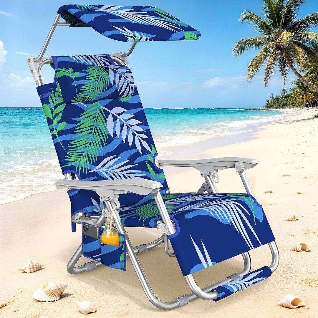 Suteck Zero Gravity Backpack Beach Chair with Canopy for Adults, Oversized