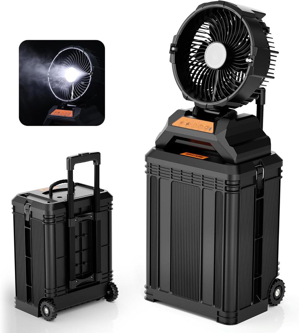 WESTTREE 30L Portable Misting Fan, 4-in-1 Mist Portable Rechargeable Battery Spray Fan with 90 Auto-Oscillating,8 Level Spray Mode & 4 Speed Wind,Timer Cooling Mist Fan for Patio,Garden & Outdoor T32