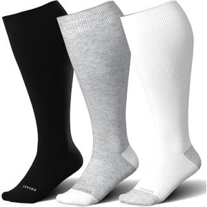 LEVSOX Wide Calf Compression Socks for Women&Men Plus Size 15-20mmHg Knee High Large Support Stockings for Circulation, XXL