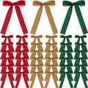36 Pieces Valentine's Day Velvet Bow Valentine Ribbon Wreath Bow Bulk Romantic Crafts Gift Pretied Set for Garland Home Decor Wedding Outdoor Indoor Decor(Dark Green, Wine Red, Brown,1'' Wide)