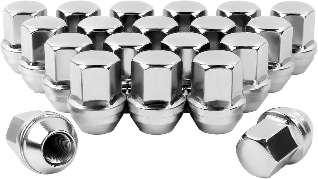 Set of 20, 14x1.5 Lug Nuts Chrome Compatible with Camaro Corvette Impala 1.5 Inch Wheel Lug Nuts (Silver)