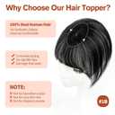 Short Hair Toppers for Women, Real Human Hair Toppers with Bangs, Clip in Human Topper for Thin hair, Thinning Crown Wiglets Hair Pieces Small Top Base 1.9"×3.5" 8 Inch,0.7oz,1B Natural Black