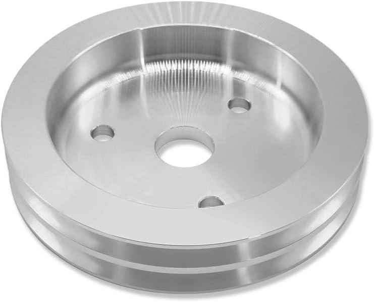 Short Water Pump Crankshaft Pulley Double Groove SWP For Chevy SBC 283 305 327 350 383 400 1955-1968 Polished Aluminum