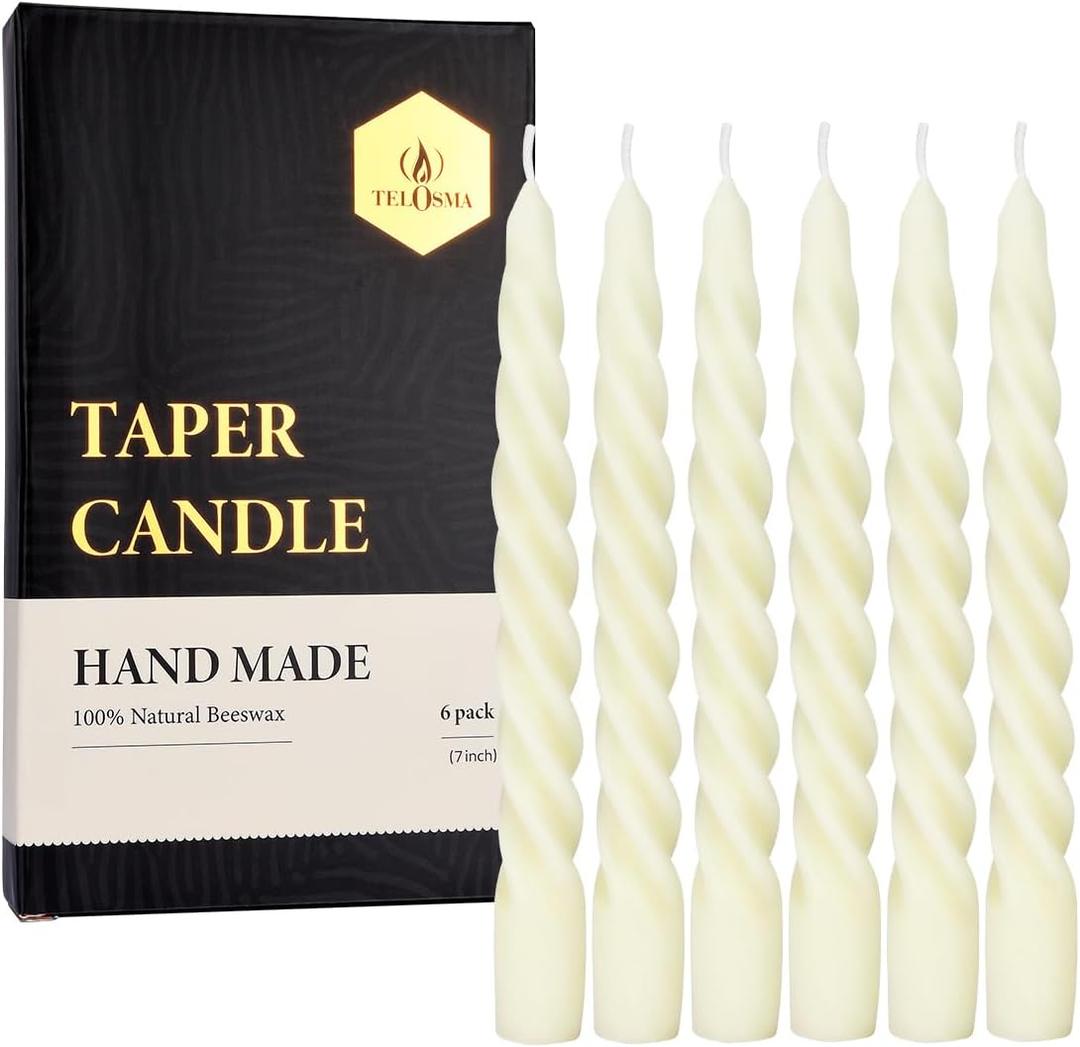 Taper candle hand made 100% natural beeswax 6 pack (3 missing) 7 inch