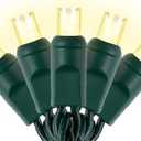 Warm White LED Christmas Lights 25ft 50 Counts Christmas Lights Outdoor Waterproof, 5mm Wide Angle Commercial Grade Mini Outdoor, Indoor Green Wire Tree Plug in for Xmas, UL