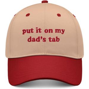 Put It On My Dads Tab Hat, Funny Vintage Trucker Hats Adjustable Cap for Men Women Classic Baseball Cap (Red)