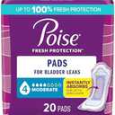 Poise Incontinence & Postpartum Pads for Bladder Leaks, 4 Drop Moderate Absorbency, Regular Length, 40 Count