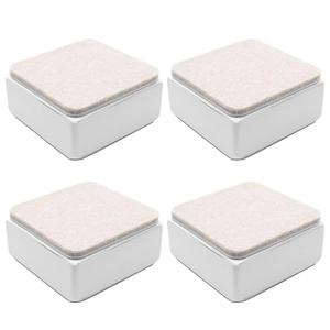 Bonsicoky 4 Pcs Self-Adhesive Furniture Bed Risers, Square Heavy Duty Carbon Steel Table Sofa Risers Adds 1.2" Height with Felt Pad, White