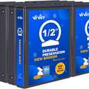 3 Ring Binder 1/2 Inch, ViVin Sturdy 0.5"-Round Ring Binder with 2 Interior Pockets, Clear View Cover, PVC-Free, Fits 100 Sheets of 8.5'' x 11'' Paper, Office Home School (12 Pack, Black)