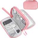 FYY Electronic Organizer, Electronic Accessories Carry Case Portable Waterproof Pouch Double Layers Storage Bag for Travel Cable, Cord, Charger, Phone, Earphone, Medium Size, Pink