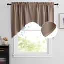 NICETOWN Half Window Pole Pocket Kitchen Tier Curtains- Tailored Scalloped Valance/Swags for Living Room/Thanksgiving (2 Panels, 36 X 36 Each Panel, Cappuccino)