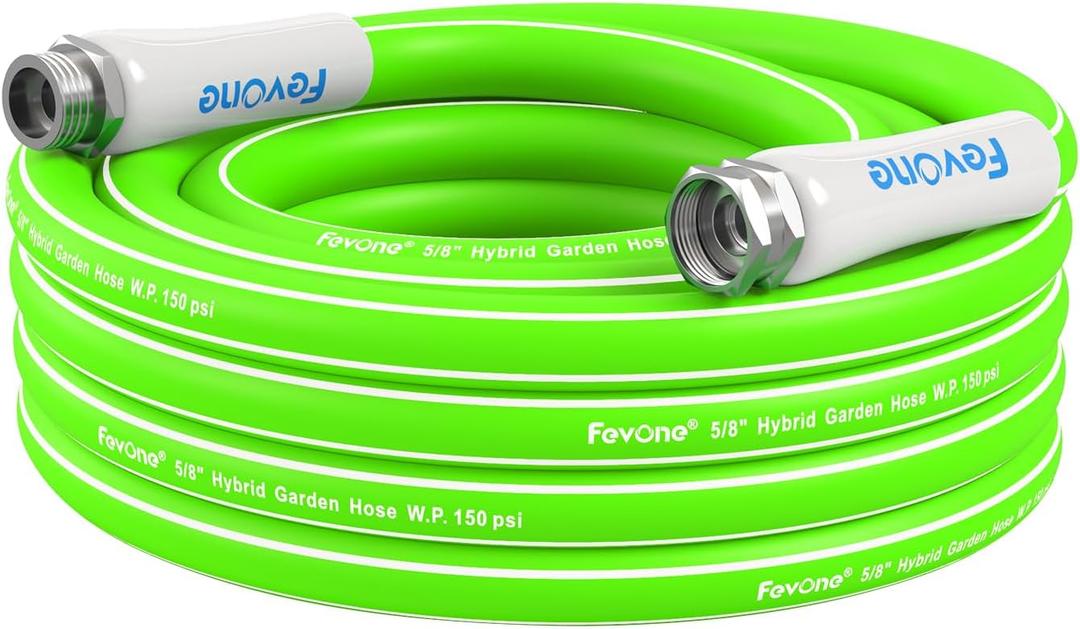 Fevone Kink Free Garden Hose 25 ft, All Weather Flexible, Heavy-Duty & Durable, Leak-Free Connection (Green)