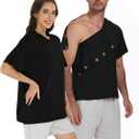 Magnetic Post Surgery Shirt for Men Women Tear Away Clothing Easy One-Handed Dressing Shoulder Surgery IV Access Dialysis (Black, M)
