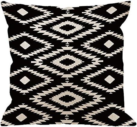 HGOD DESIGNS Throw Pillow Case Black and White Cotton Linen Square Cushion Cover Standard Pillowcase for Men Women Home Decorative Sofa Armchair Bedroom Livingroom 18 x 18 inch