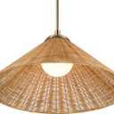 Kichler Bekah Convertible Pendant Light, Rattan Shade, Bronze
Boho convertible pendant light with opal glass for living and dining rooms (11.75" x 24.25"), 52730CPZ