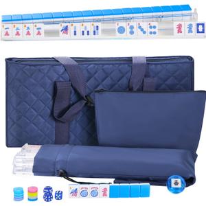 American Mahjong Set: 166 Blue Tiles, 4 Racks, Mahjong Bag and Accessories, Mahjong Tile Set for Beginners