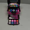 Hollyhi 58 Pcs Kids Makeup Kit for Girl, Princess Toys Real Washable Cosmetic Set with Mirror, Kids Makeup Sets for Girls, Play Make Up Birthday Gifts for 3 4 5 6 7 8 9 10 11 12 Years Old Kid (Rose) (Rose and Black)