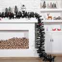 Jutom 13.2 ft Valentine's Garlands with 16.4 ft LED Lights Artificial Garland Romantic Pine Valentine Garland Decoration for Stairs Fireplace Mantel Front Door Porch Holiday Party(Black)