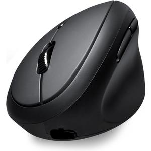 Perixx PERIMICE-819B Bluetooth Portable Vertical Mouse - Wireless 3-in-1 Multi-Device Spec - Silent-Click - Portable Compact Size - Black - Right Handed