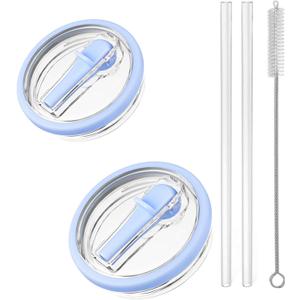 2 Pack 40 oz Tumbler Flip Straw Lid Replacement fit for HydroJug, Spill Proof Splash Resistant Tumbler Lids,Reusable Leak Proof Tumbler Cover for Cup Accessories (Light Blue)