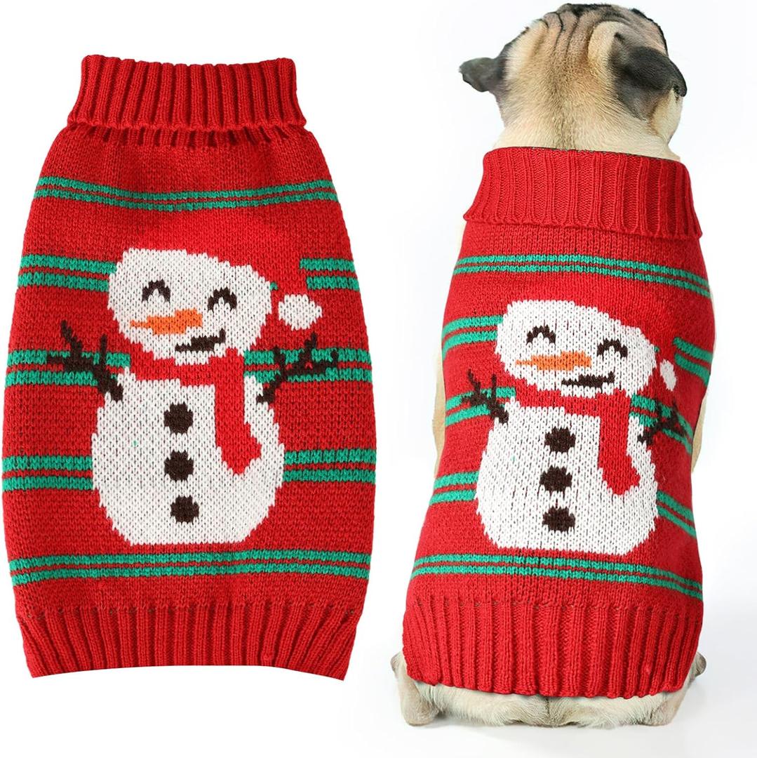 Christmas Dog Sweaters for Small Medium Large Dogs and Cats,Pet Soft Warm Holiday Outfit Girl & Boy,Pup Winter Clothes Turtleneck Double Knitting Collar for Outdoors Playing (Snowman,XX-Large)