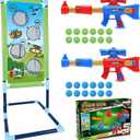 SpringFlower Shooting Game Toy for 5 6 7 8 9 10+ Years Olds Boys,2pk Foam Ball Popper Air Toy Guns with Standing Shooting Target,24 Foam Balls, for Kids