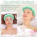 4 x Zkptops Spa Headband for Washing Face Wristband Set Sponge Makeup Skincare Headband Wrist Towels Bubble Soft Hairband for Women Puffy Headwear Winter Non Slip Thick Thin Hair Accessory(Light Green-3)