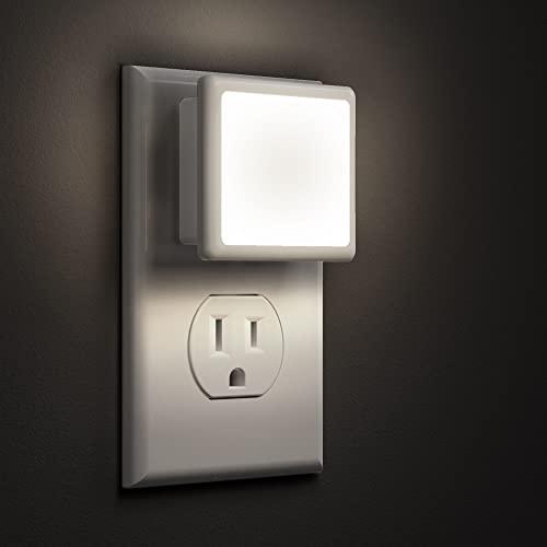 L LOHAS LED Night Lights Plug into Wall 2-Pack, 0.3W Plug in Night Light, Dusk to Dawn, 5000K Daylight White Bright Nightlight Auto-On/Off for Adults Kids Room Bedroom Bathroom Hallway Kitchen Non-Dim