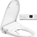 Electric Heated Bidet Warmer Water Toilet Seat Elongated with Bubble Wash, Warm Air Dryer, Endless Warmer Water, Remote Control, Curved Spray Bar, 70" Power Cord, Clean Water (Snow White)