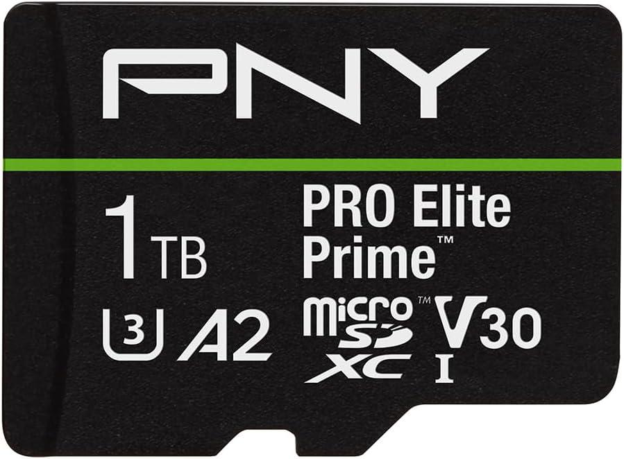 PNY 1TB PRO Elite Prime C10 U3 V30 A2 microSDXC Flash Memory Card  Ultra-Fast Speeds, Read 200MB/s, Write 150MB/s, 4K UHD, Full HD, UHS-I, for Smartphones, Drones, Action Cameras