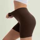 Women's Workout Shorts High Waist Scrunch Butt Gym Booty Shorts (Brown, M)
