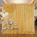 Gold Sequin Backdrop Backdrops Curtains 6ftx8ft Photo Panels Glitter Panels | Shimmer Backdrop for Wedding Decoration Photography Party Stage Decor
