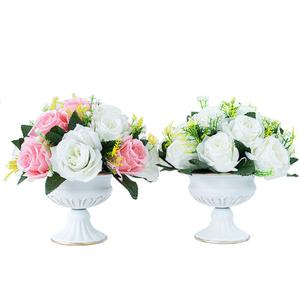 Lanlong 2 Pieces Household Metal Flower Vase Wedding Centerpiece Decor Retro Vases (White)
