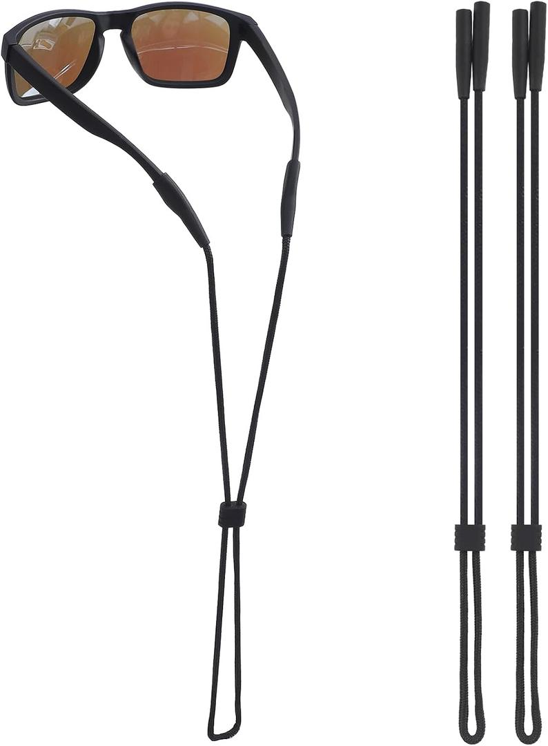 Eye Glasses Holder Strap - Sunglasses Straps Cords for Men Women Kids - Eyeglass Holders Around Neck - Eyewear String Lanyard Retainer - 2 PCSBlack