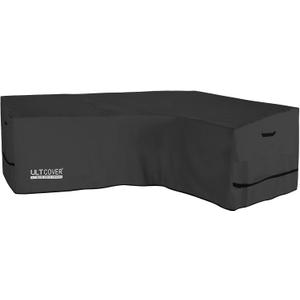 ULTCOVER Patio L-Shaped Right Facing Sofa Cover Waterproof for 4-Seater Outdoor Sectional Furniture Couch 85W (Back Length) x 58W (Right Side), Black