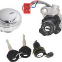 LABLT Aluminum Ignition Switch Lock Set with Fuel Gas Cap Lock Keys 4TR-82021-00 Replacement for Yamaha 650 1100 XVS650 XVS1100 V-Star XVS125 XVS400 Drag Star