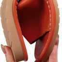 Sandals Women Men, Genuine Leather Slippers, House Slippers for Women Indoor Outdoor, Unisex Soft Flat Sandals (Orange)