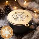 4Pcs Coffee Stencils Latte Art Stencils Reusable for Coffee Lattes Cappuccino Cake Decorating Cookie Stencil for Royal Icing Shop Home Use