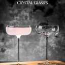 Handmade Coupe Glasses Set of 4 8.5oz Crystal Cocktail Glasses with Unique Convex Base, Elegant Coupe Glassware for Margarita, Martini, Champagne, Manhattan & Cocktails